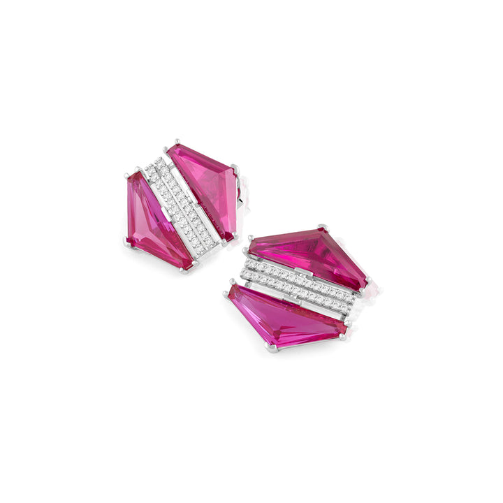 Ruby Corumdum & Pink Tourmaline Earrings