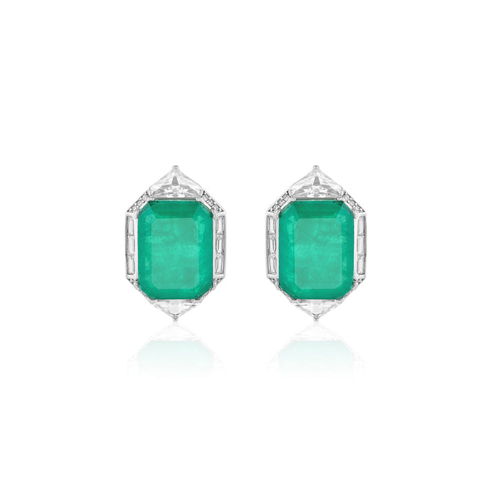 Double Emerald Statement Studs