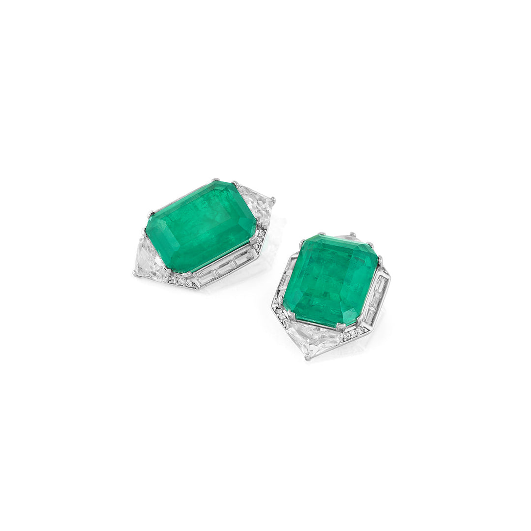 Double Emerald Statement Studs