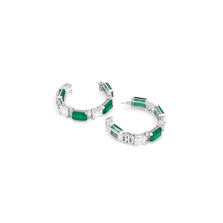 Dark Emerald Baguette Hoops