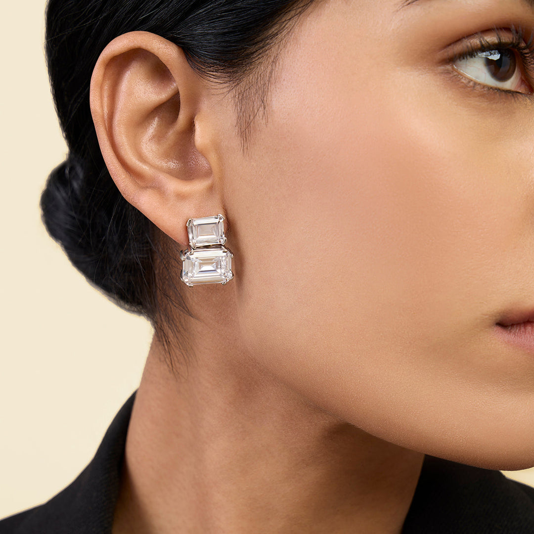 White Drop Earring for Women by Isharya | Modern Indian Jewellery