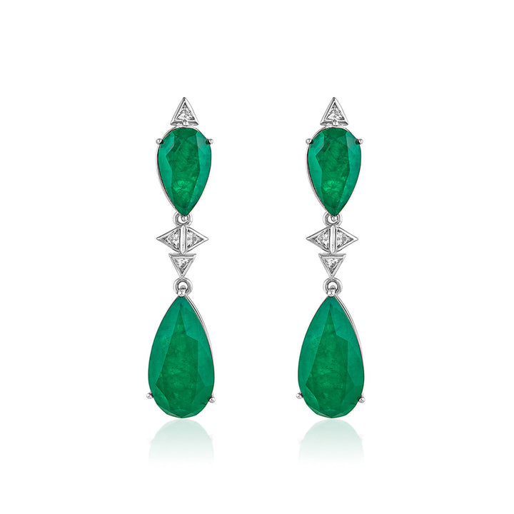 Pear Cut Emerald Drop Earrings