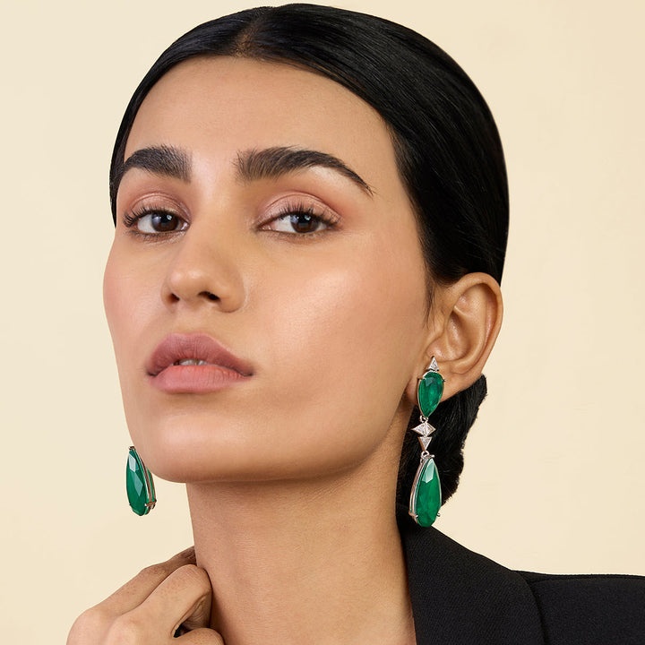 Pear Cut Emerald Drop Earrings