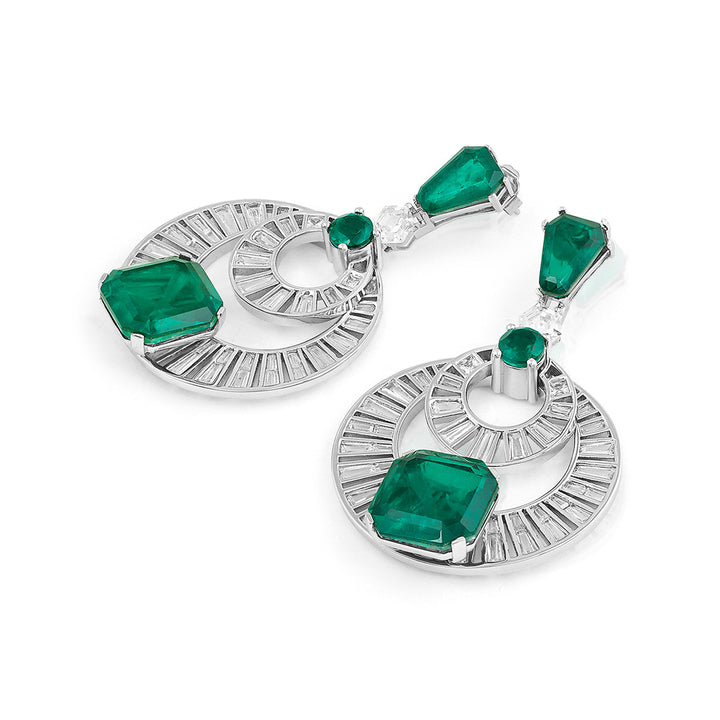 Doublet Emerald Moon Bali Earrings