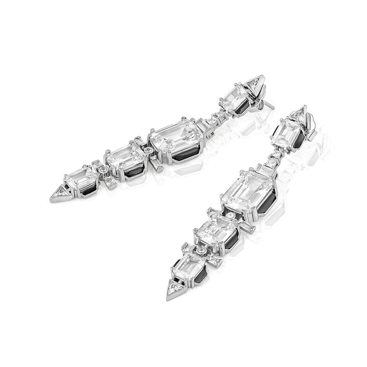 White Long Earring for Women by Isharya | Modern Indian Jewellery