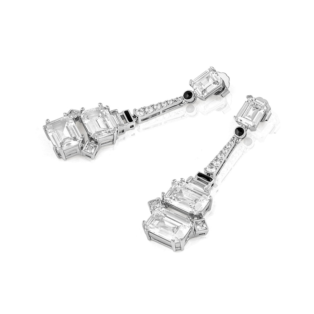 Enamel Diamond Dangler Earrings