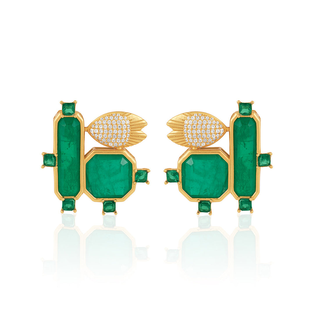 Green Stud Earring for Women by Isharya | Modern Indian Jewellery