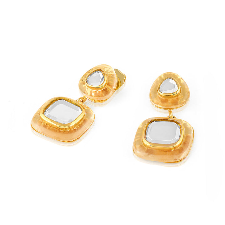 Gold Drop Earring for Women by Isharya | Modern Indian Jewellery