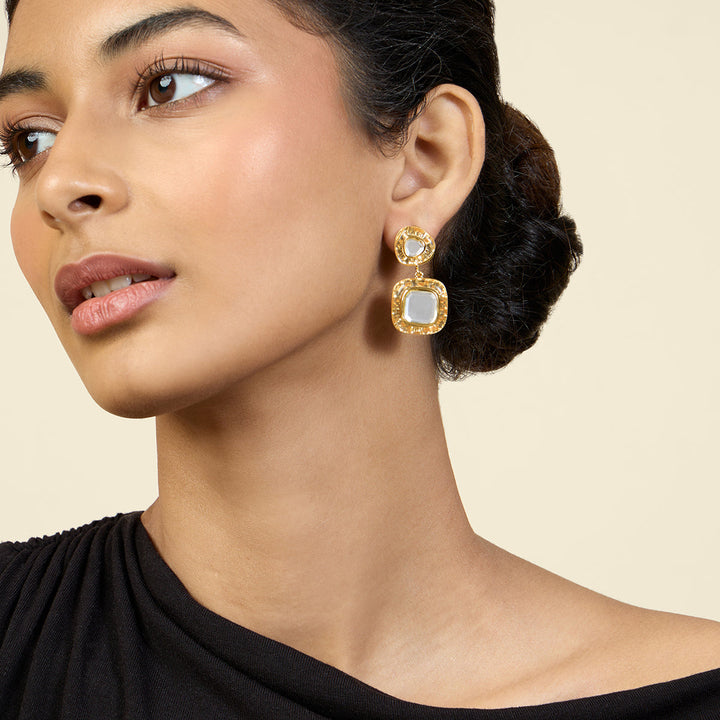 Gold Drop Earring for Women by Isharya | Modern Indian Jewellery