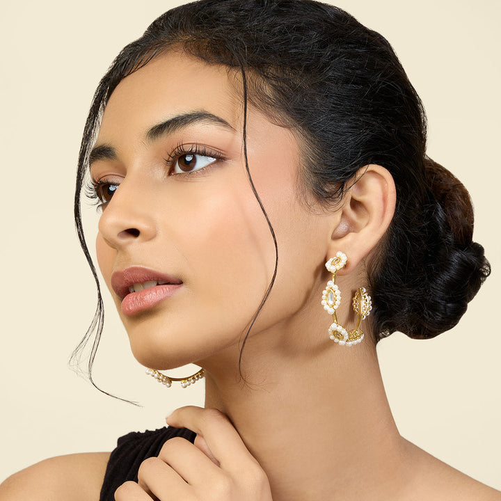 Gold Hoop Earring for Women by Isharya | Modern Indian Jewellery