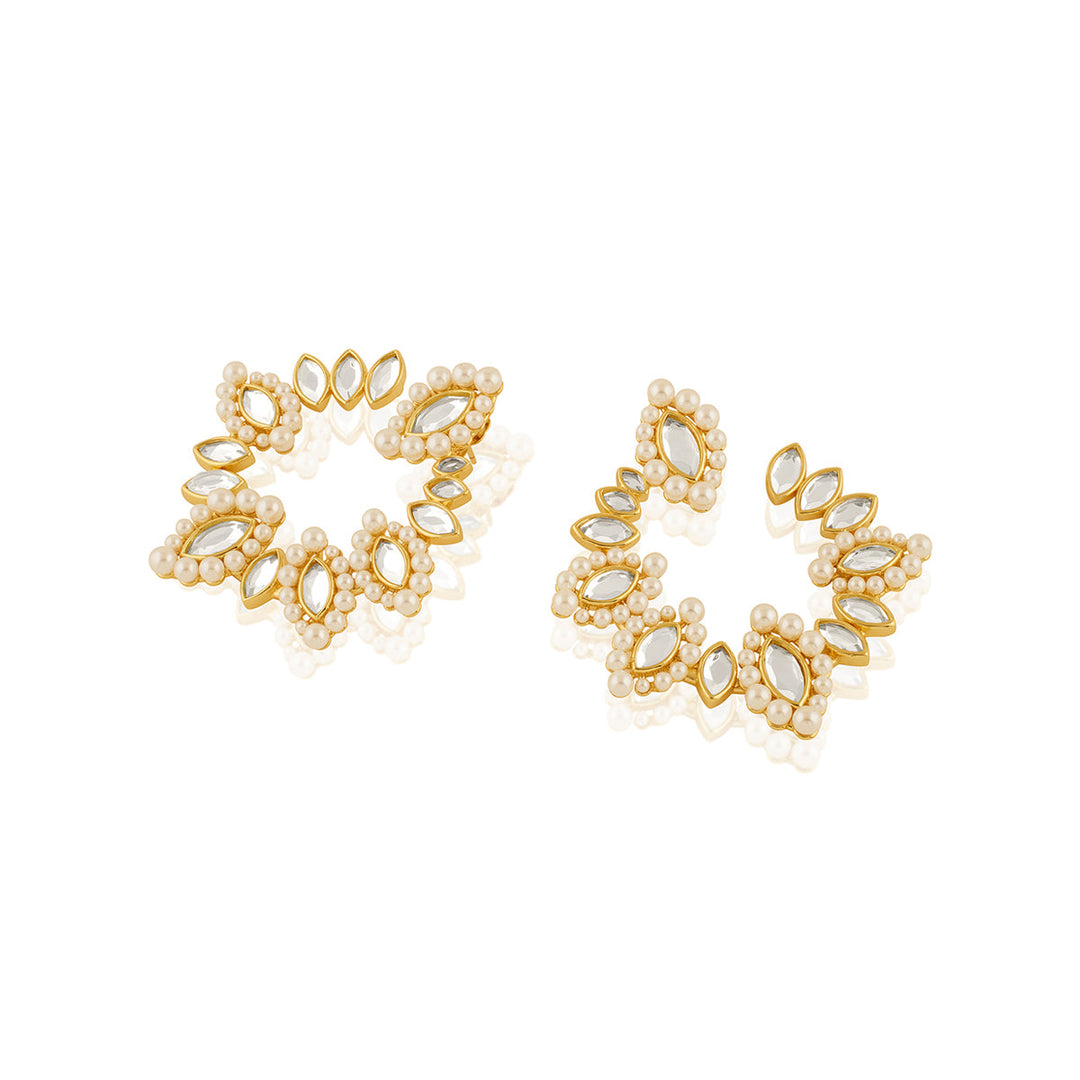 Mirror Moti Front Back Earrings