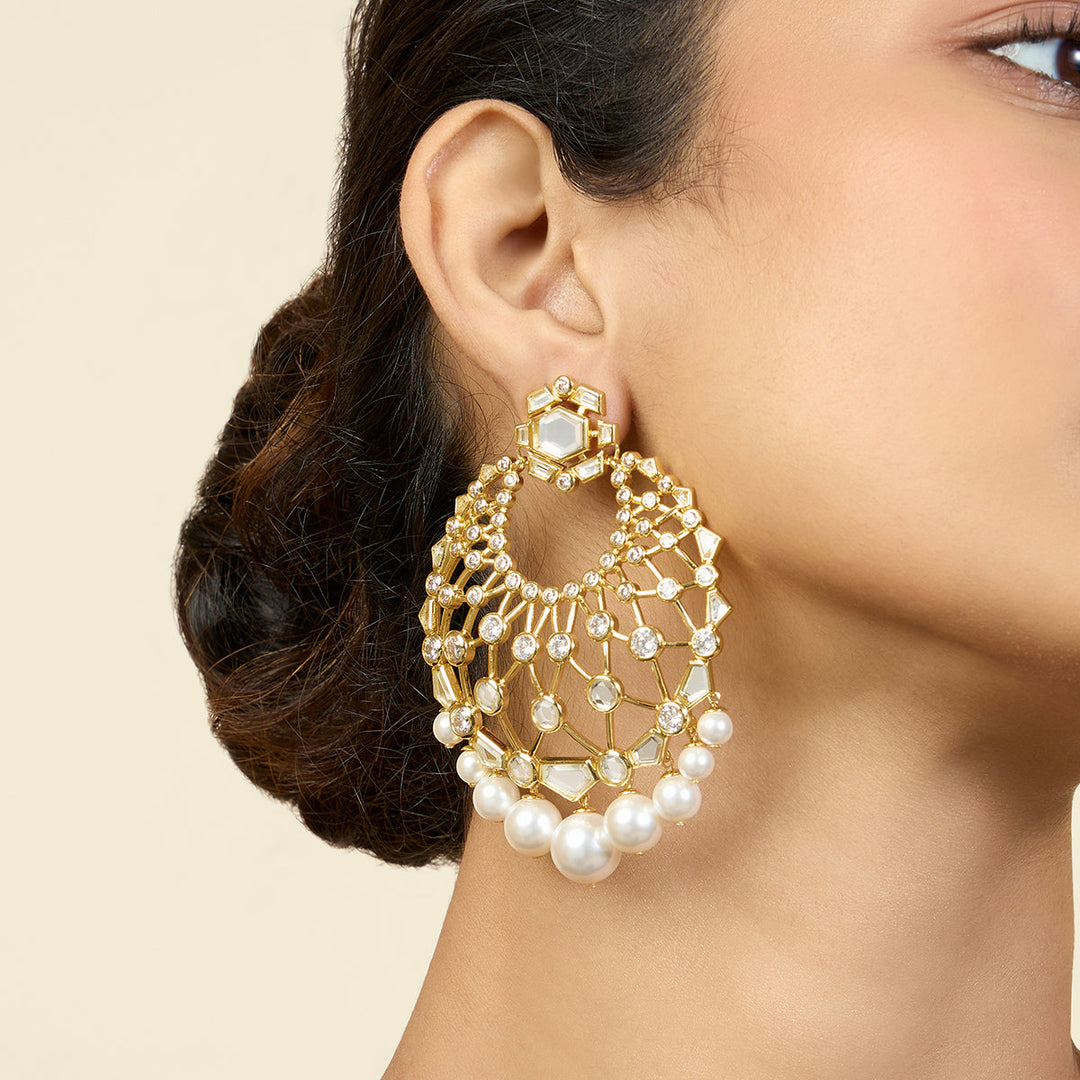 Gold Chandelier Earring for Women by Isharya | Modern Indian Jewellery