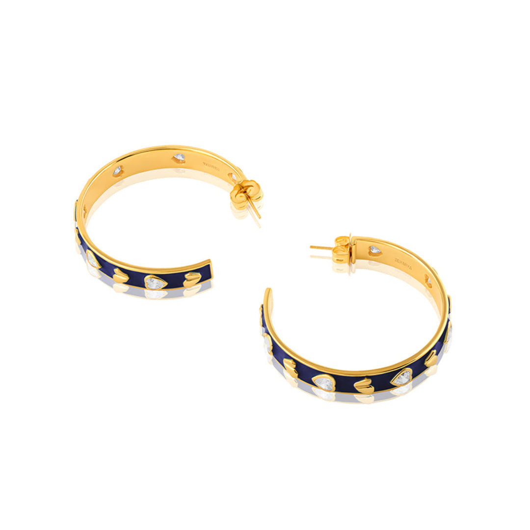 Lucky Charms Blue Hoops for Women by Isharya | Modern Indian Jewellery