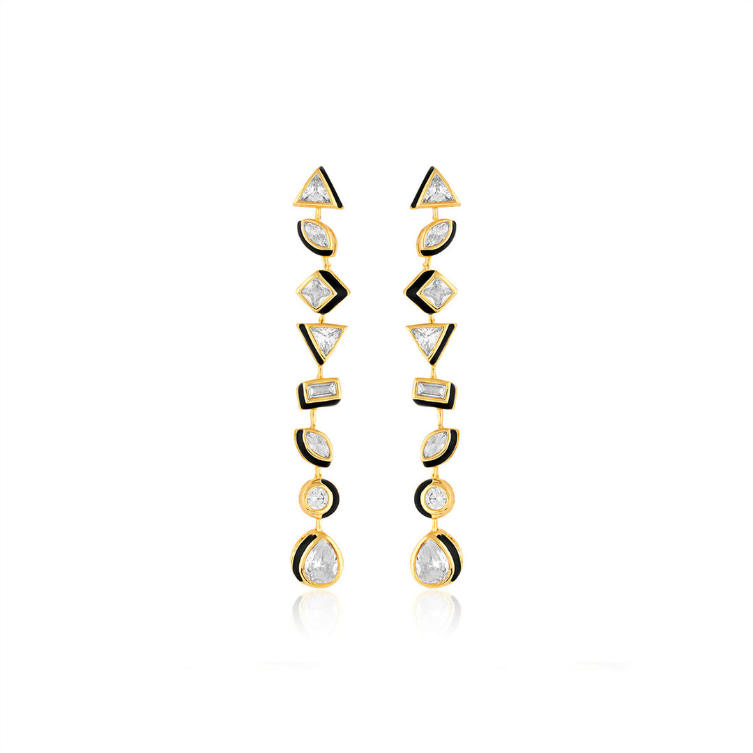 Geometric Black Long Earrings