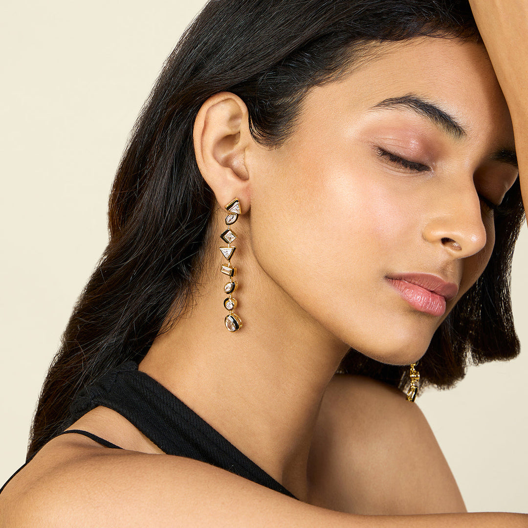 Geometric Black Long Earrings