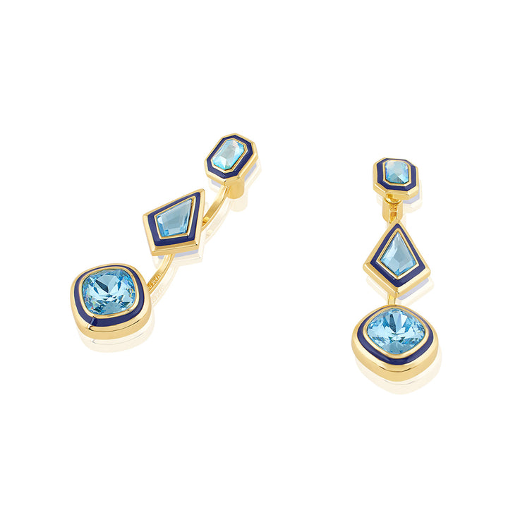 Aquamarine Crystal Front Back Earrings