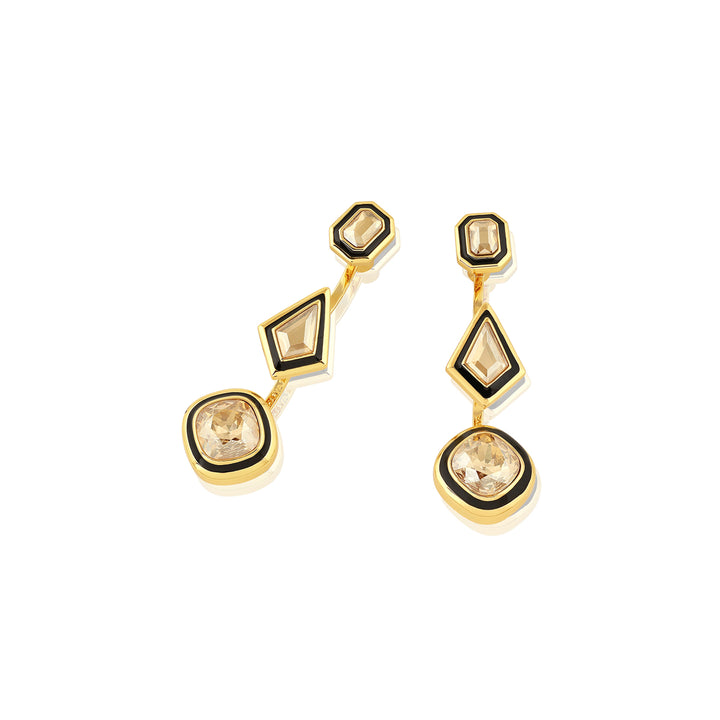 Yellow Crystal Front Back Earrings