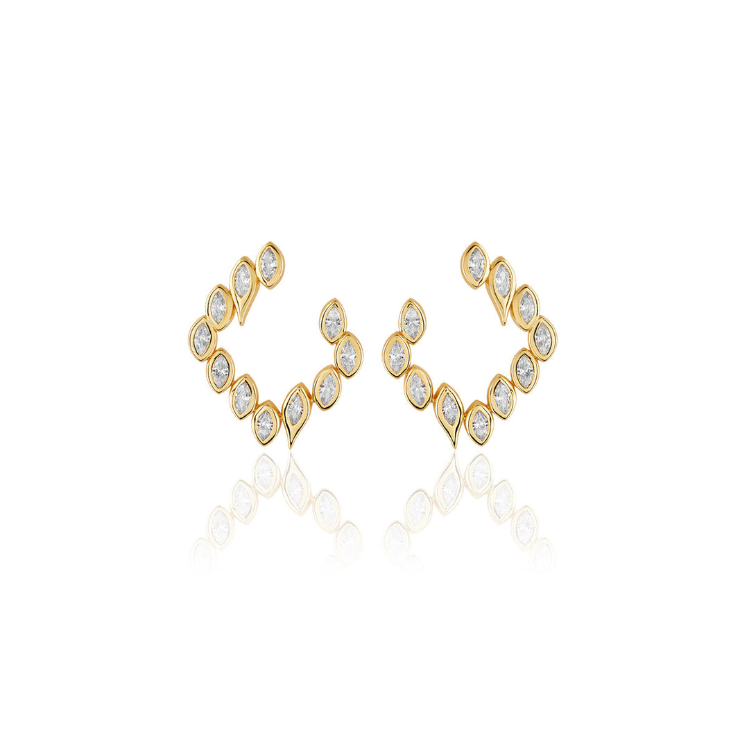 Tennis Girlie Square Front Back Earrings