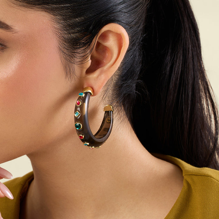 Black Statement Hoop Earrings 