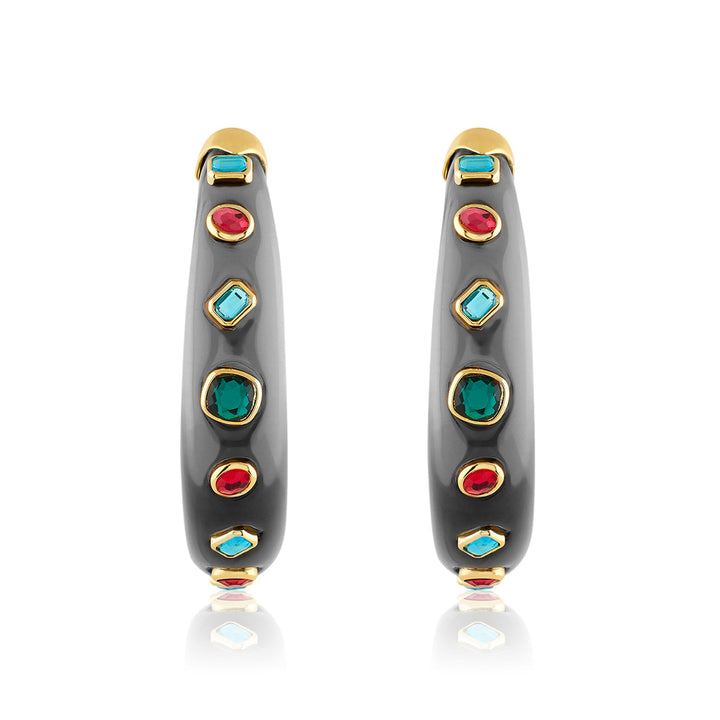 Black Statement Hoop Earrings 