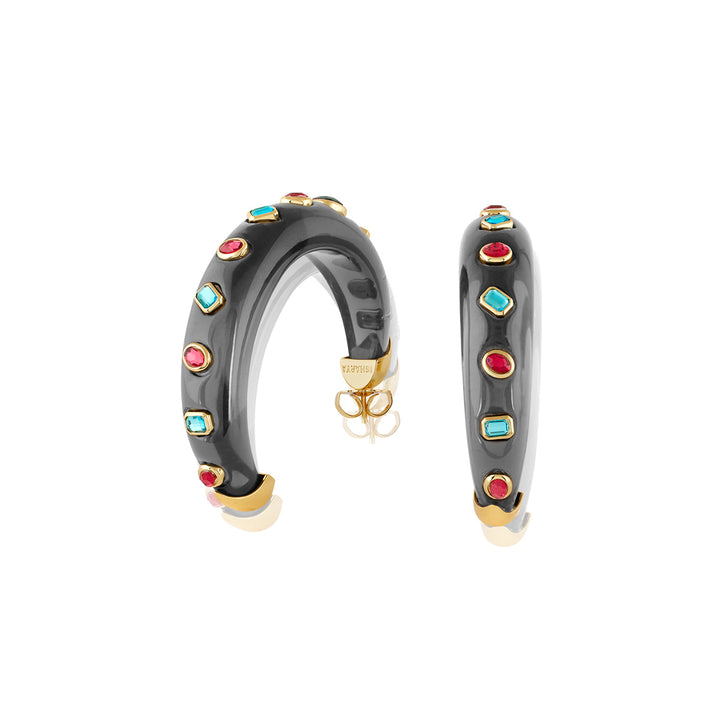 Black Statement Hoop Earrings 