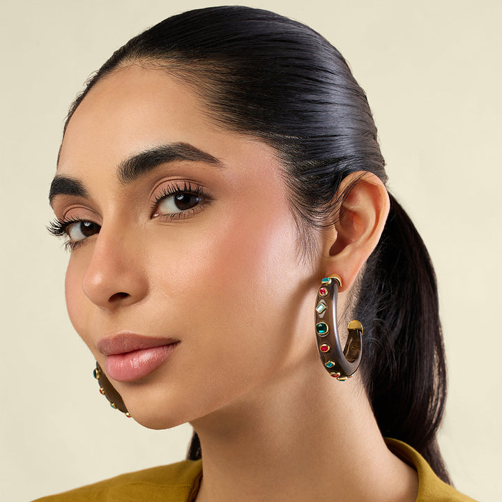 Black Statement Hoop Earrings 