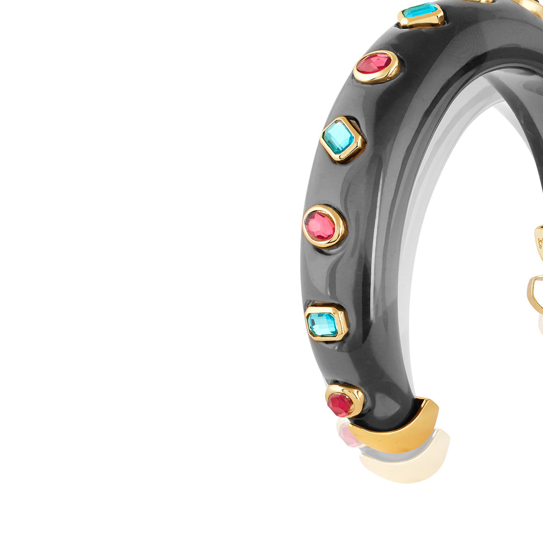 Black Statement Hoop Earrings 