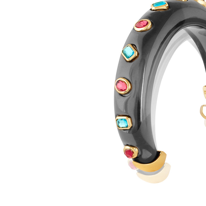 Black Statement Hoop Earrings 