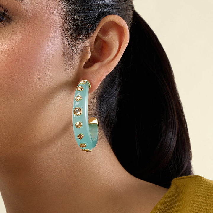 Turquoise Statement Hoop Earrings 