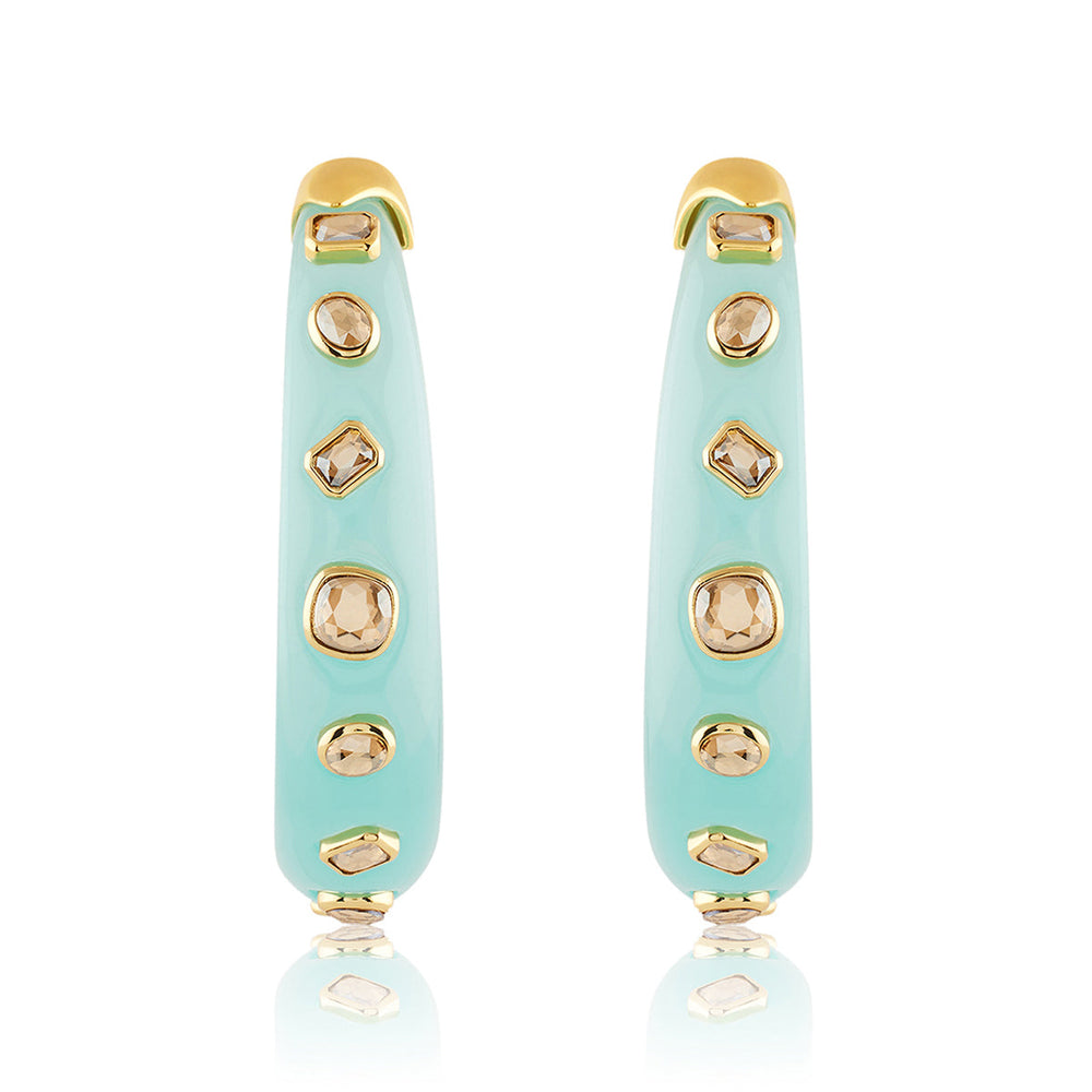 Turquoise Statement Hoop Earrings 