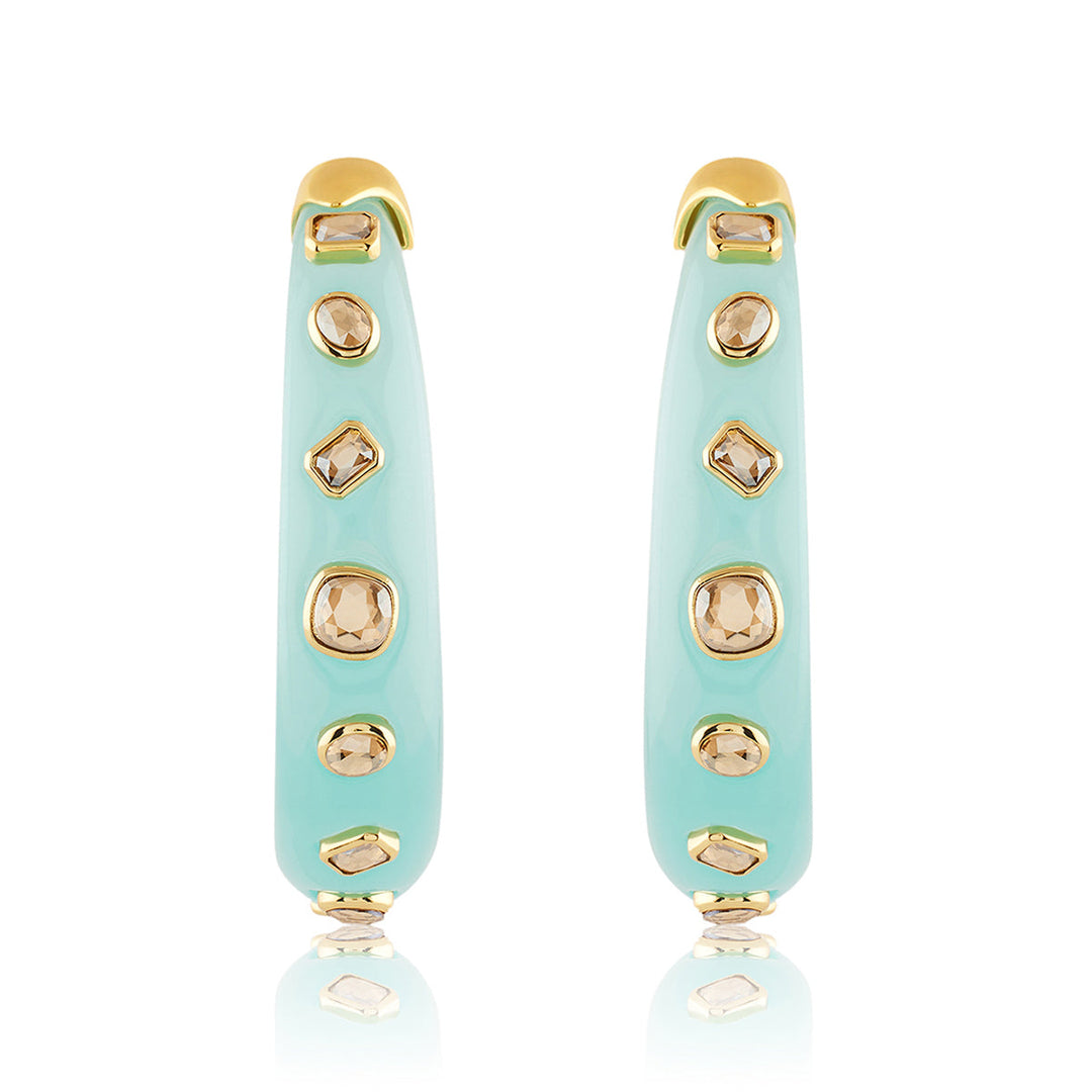 Turquoise Statement Hoop Earrings 