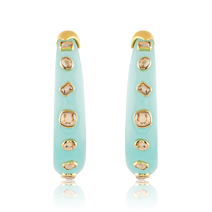 Turquoise Statement Hoop Earrings 