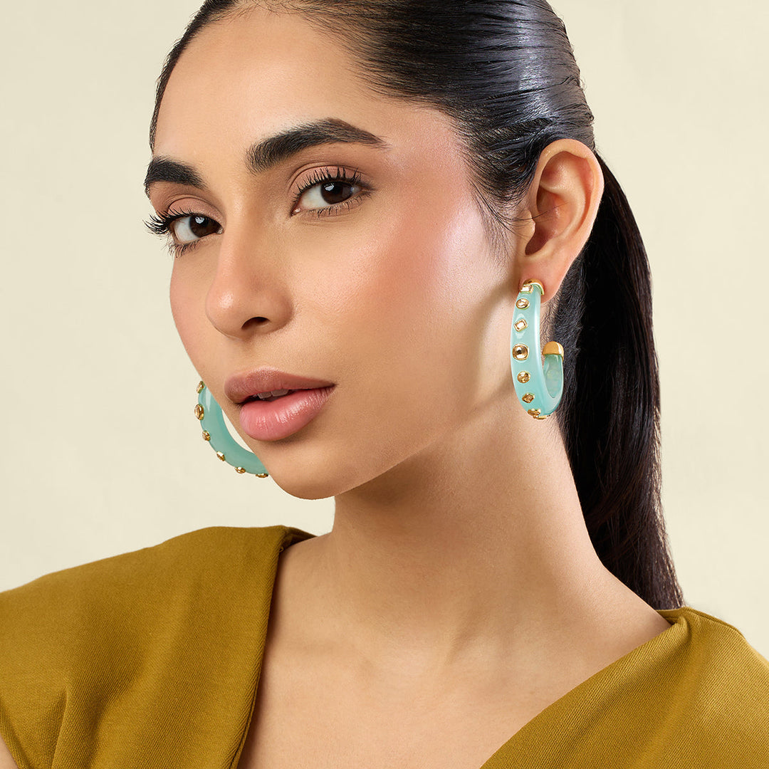 Turquoise Statement Hoop Earrings 