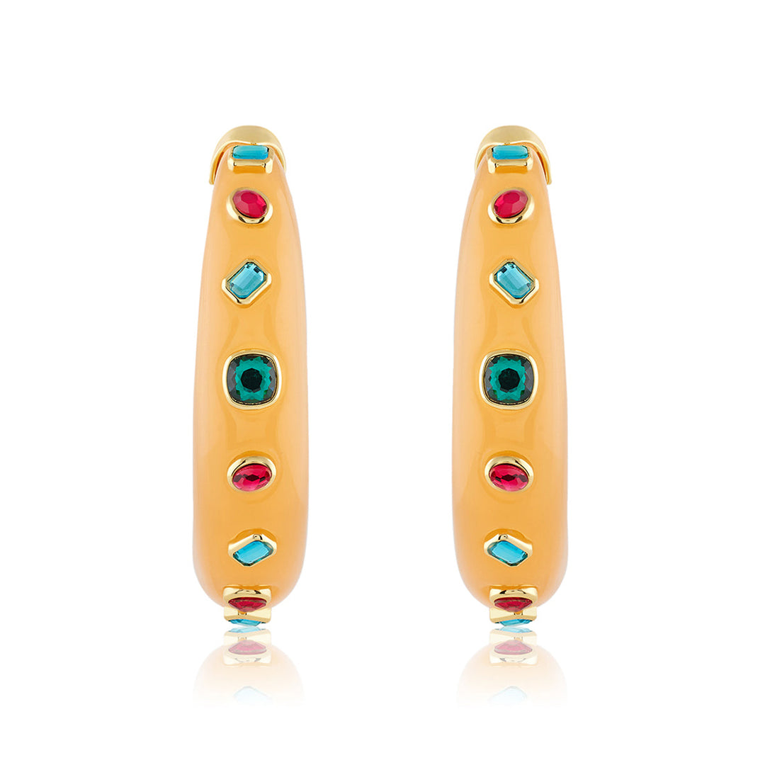 Coral Statement Hoop Earrings 