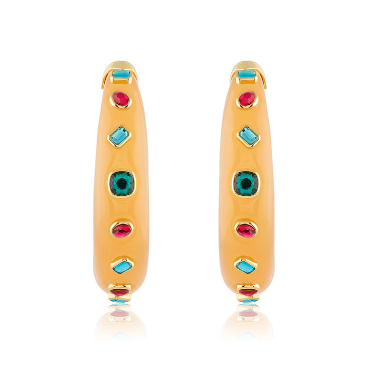 Coral Statement Hoop Earrings 