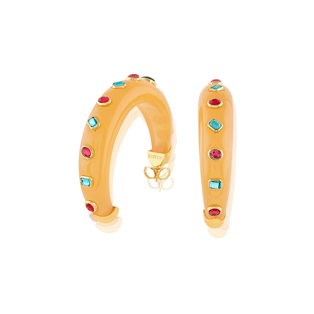 Coral Statement Hoop Earrings 