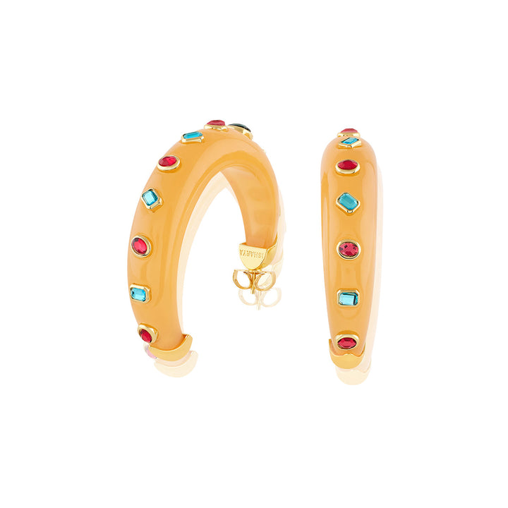 Coral Statement Hoop Earrings 