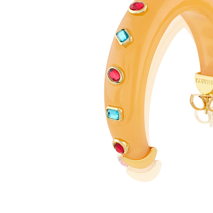 Coral Statement Hoop Earrings 