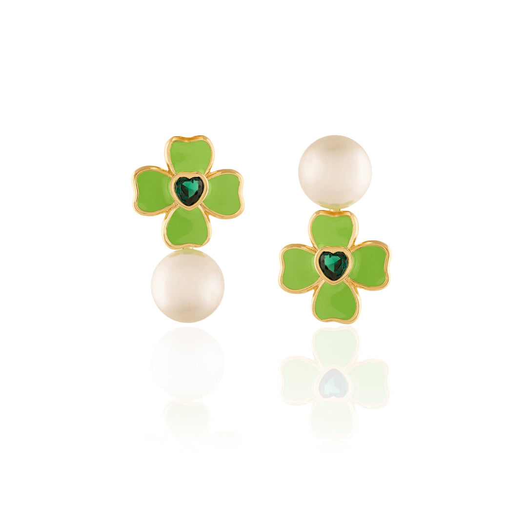 Neon Clover Earrings