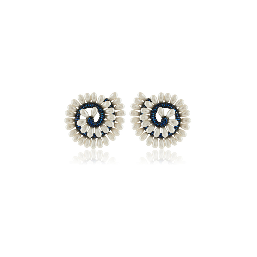 Azure Pearl Stud Earrings