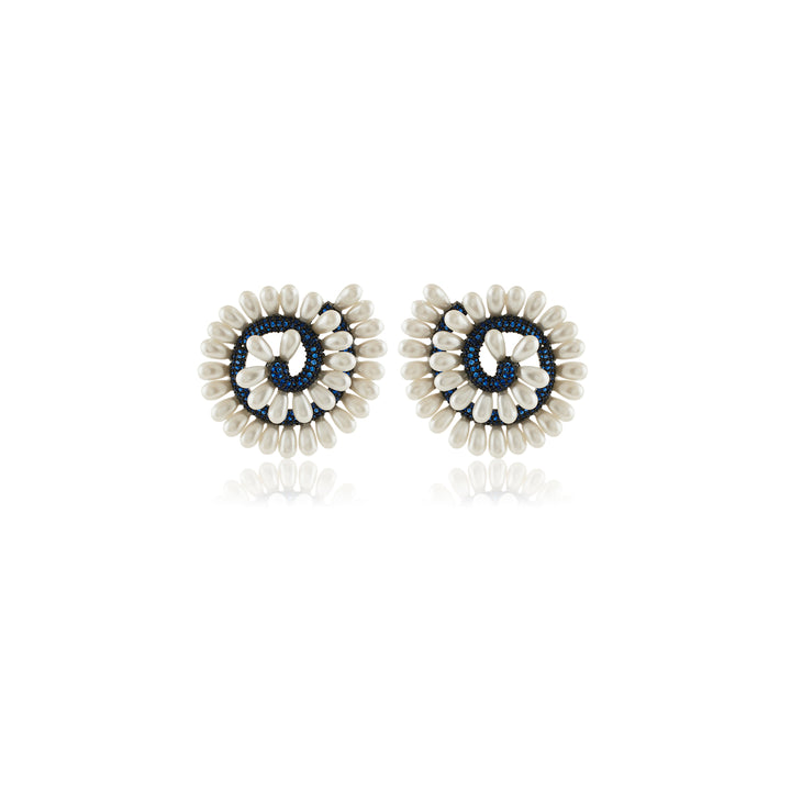 Azure Pearl Stud Earrings