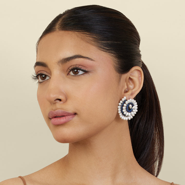 Azure Pearl Stud Earrings