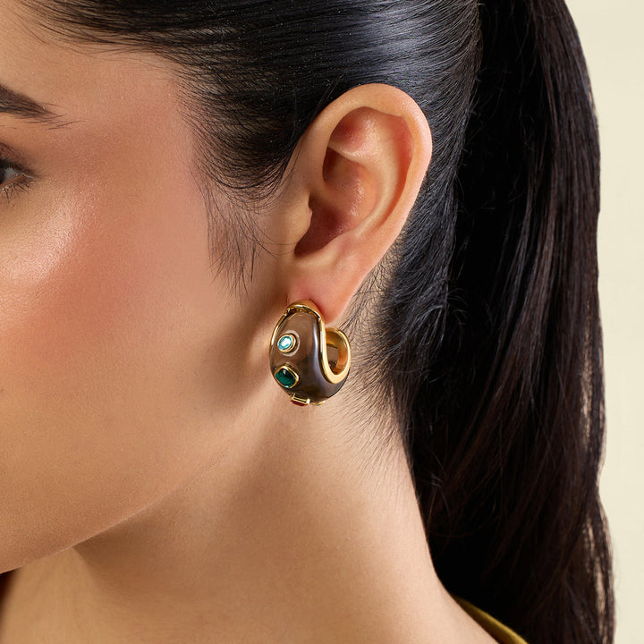 Midnight Garden Resin Huggie Hoops 