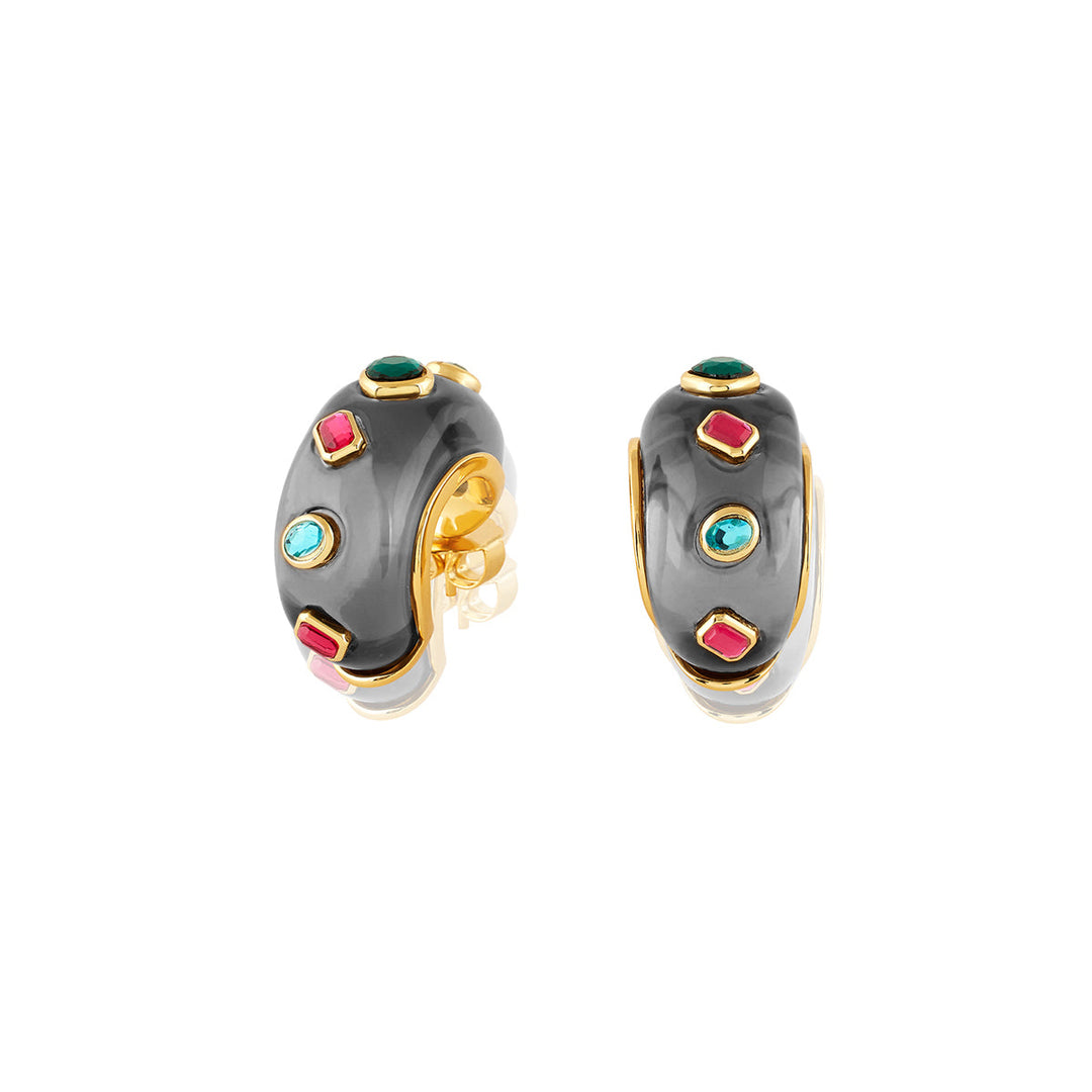 Midnight Garden Resin Huggie Hoops 