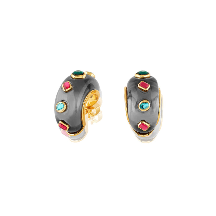 Midnight Garden Resin Huggie Hoops 