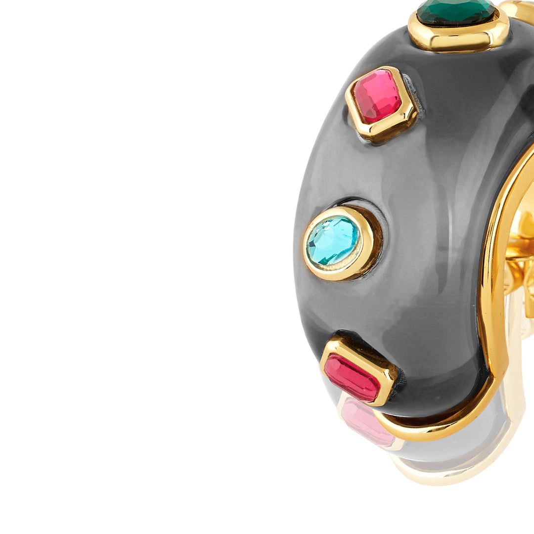 Midnight Garden Resin Huggie Hoops 