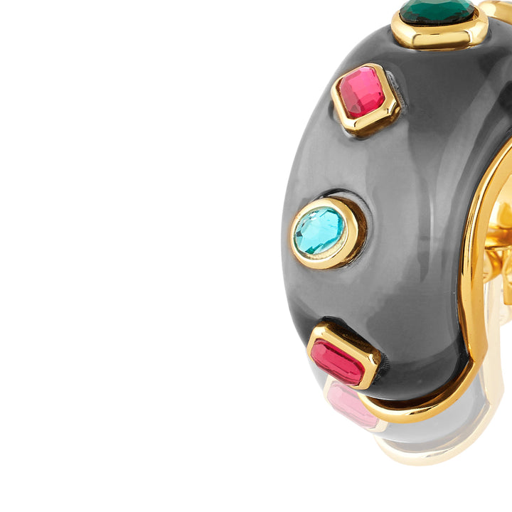 Midnight Garden Resin Huggie Hoops 