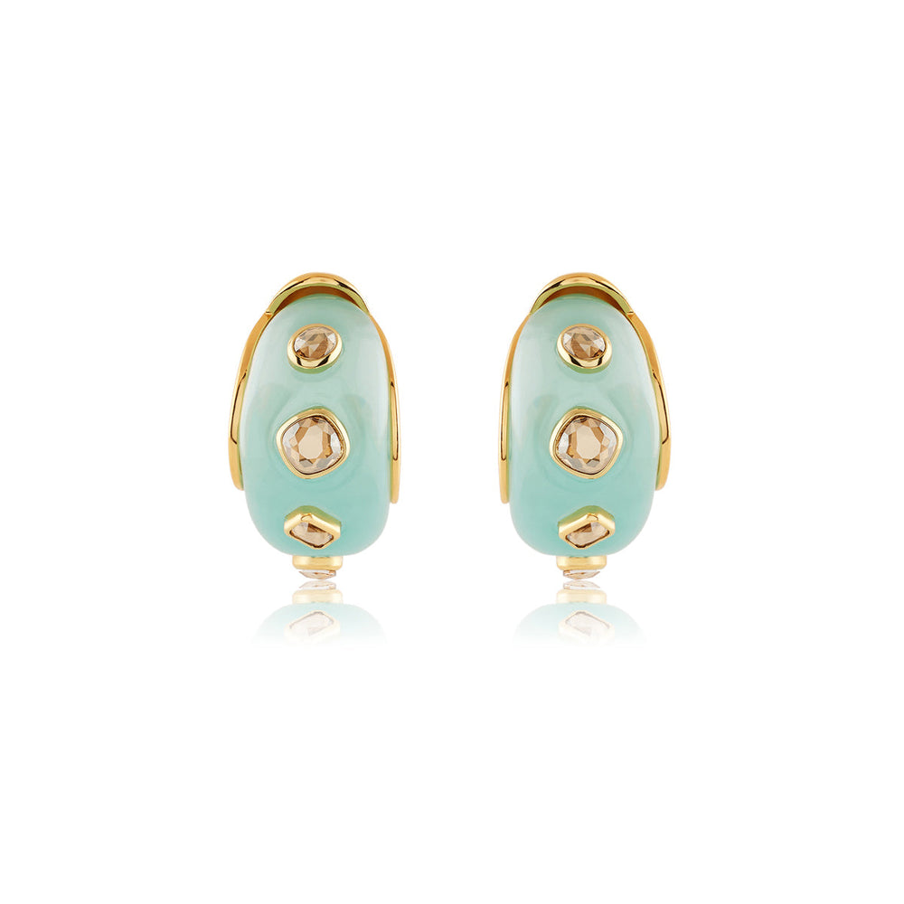 Turquoise Garden Resin Huggie Hoops 