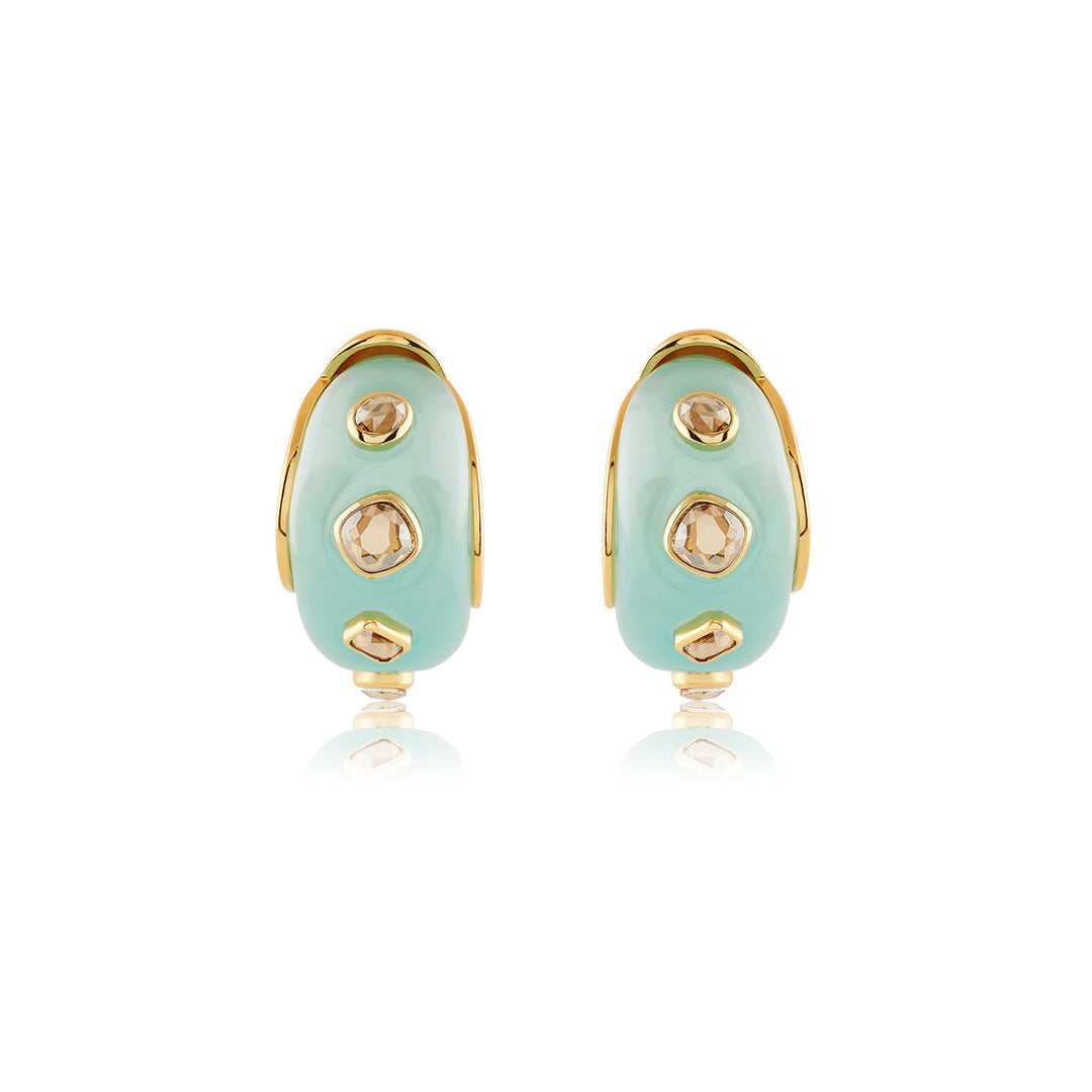 Turquoise Garden Resin Huggie Hoops 