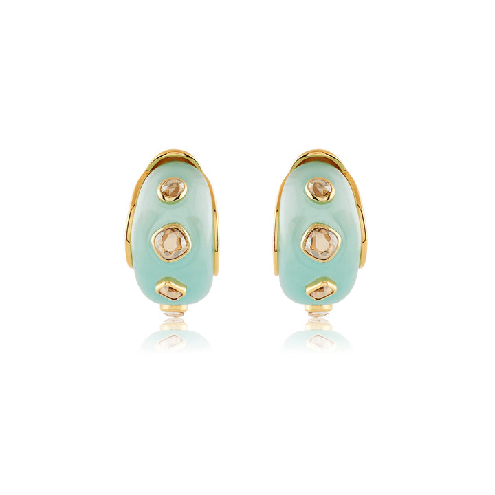 Turquoise Garden Resin Huggie Hoops 